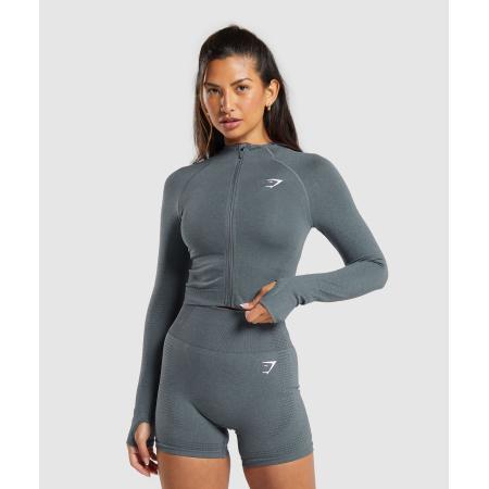 Gymshark Vital Midi Zip Up Jacket Strong Grey Marl