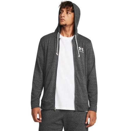 Herentop Under Armour Rival Terry met volledige rits Castlerock Light Heather / Onyx Wit M