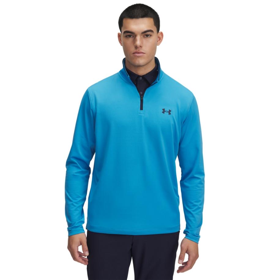 Herentop Under Armour Match Play met korte rits Ether Blauw / Midnight Marineblauw L Blauw