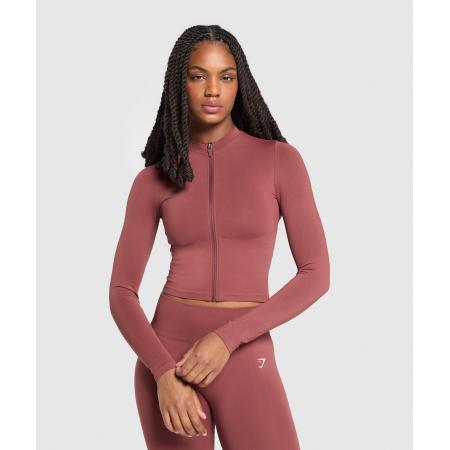 Gymshark Everyday Seamless Zip Tracktop Burgundy Brown