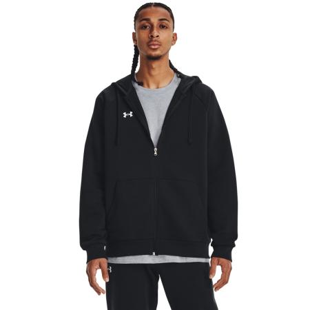 Herenhoodie Under Armour Rival Fleece met volledige rits Zwart / Wit XXL