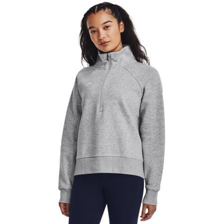 Under Armour Rival Fleece Damesitem met korte rits Mod Grijs Light Heather / Wit XS