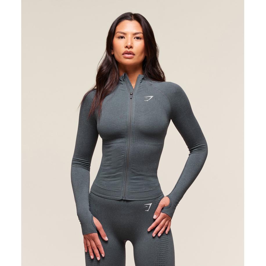 Gymshark Vital Tight Tracktop Strong Grey Marl Grijs