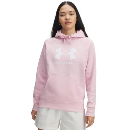 Under Armour Rival Fleece Big Logo Dameshoodie Prime Roze / Wit S
