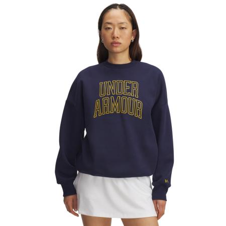 Under Armour Rival Fleece Varsity oversized damesshirt met ronde hals Midnight Marineblauw / Goud League XL