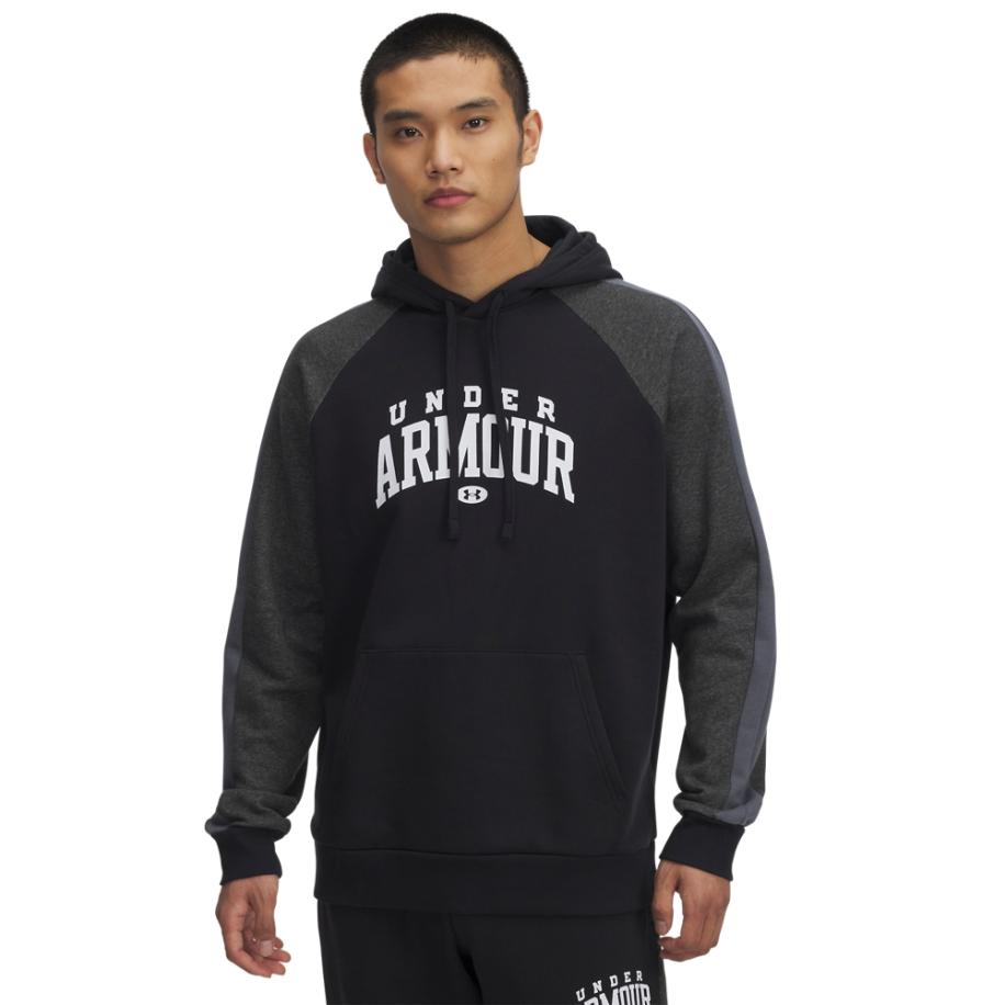 Under Armour Rival Fleece Colorblock herenhoodie Zwart / Castlerock / Wit L Zwart