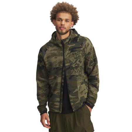 Herenshirt Under Armour Unstoppable Fleece Camo met volledige rits Marine OD Groente / Zwart M