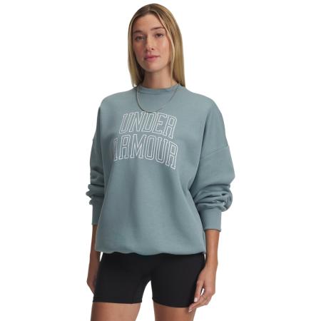 Under Armour Rival Fleece Varsity oversized damesshirt met ronde hals Serpentine / Wit M