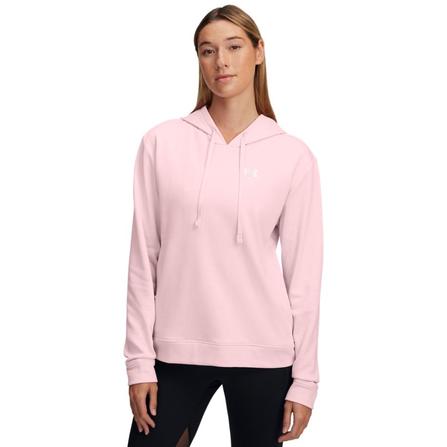 Under Armour Rival Terry Hoodie voor dames Prime Roze / Wit XS Roze