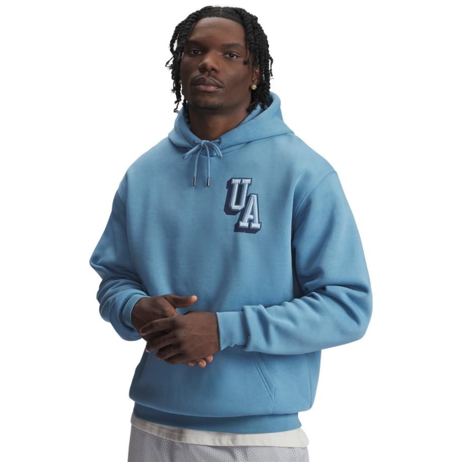 Under Armour Icon Fleece herenhoodie met graphics Blauw Smoke / Zwart M Blauw