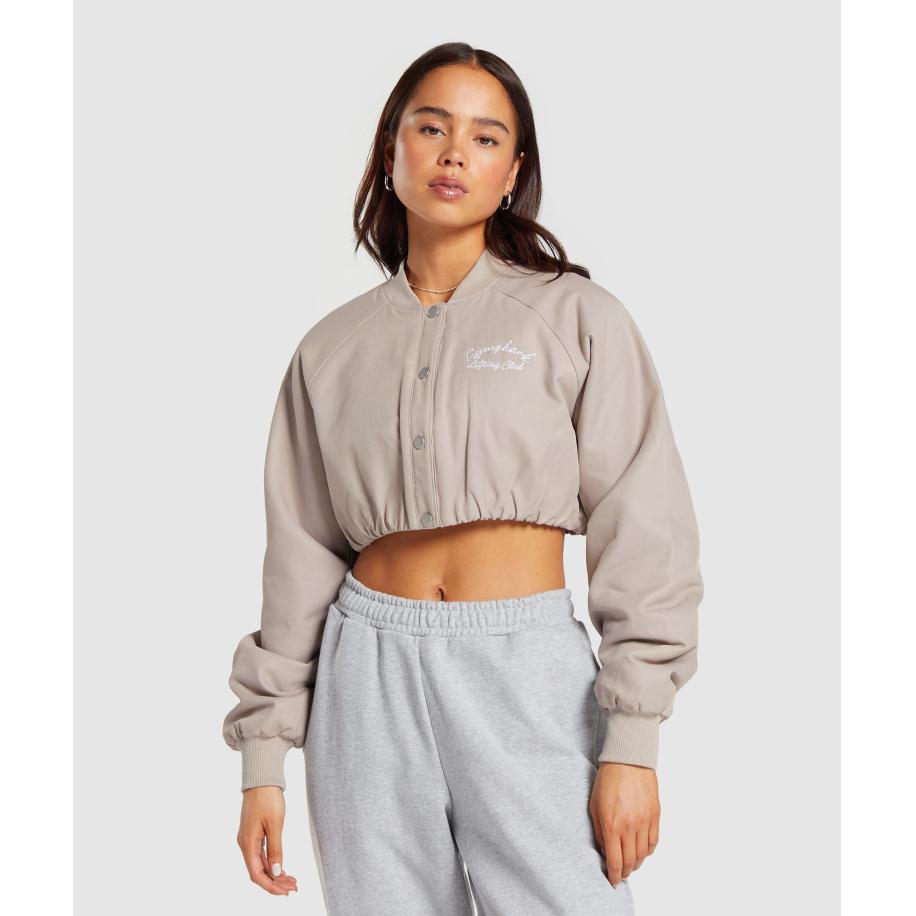 Gymshark Cropped Bomber Jacket Stone Pink Roze