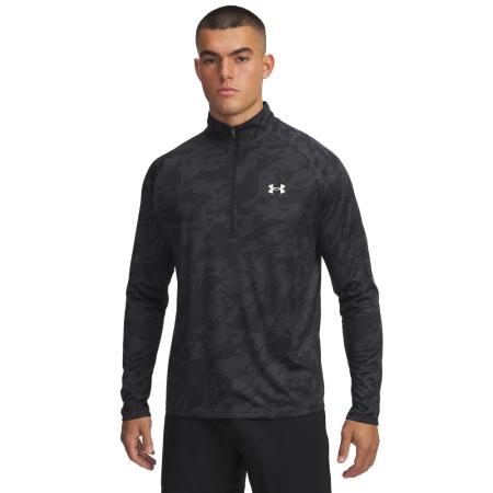 Under Armour Tech™-shirt voor heren met korte rits en lange mouwen Zwart / Wit L