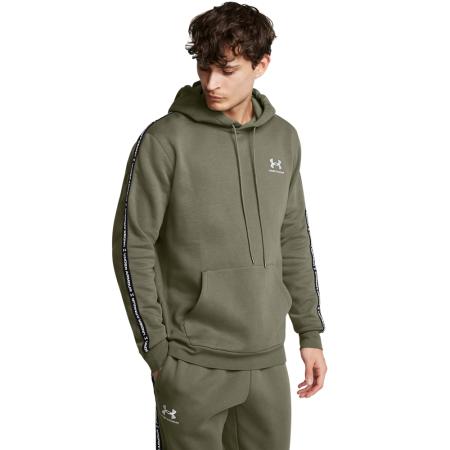 Under Armour Icon Fleece Taping Herenhoodie Marine OD Groente / Wit 3XL