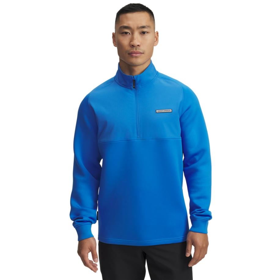 Herenshirt Under Armour Drive Pro met korte rits Blauw Atlantis / Zwart M Blauw