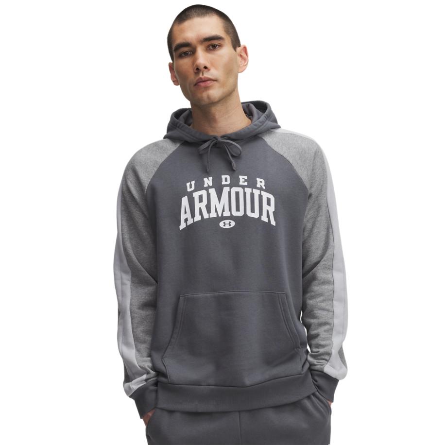 Under Armour Rival Fleece Colorblock herenhoodie Castlerock / Mod Grijs / Wit M Grijs