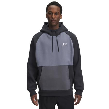 Herenhoodie Under Armour Icon Heavyweight Colorblocked Anthracite / Titan Grijs / Wit XL