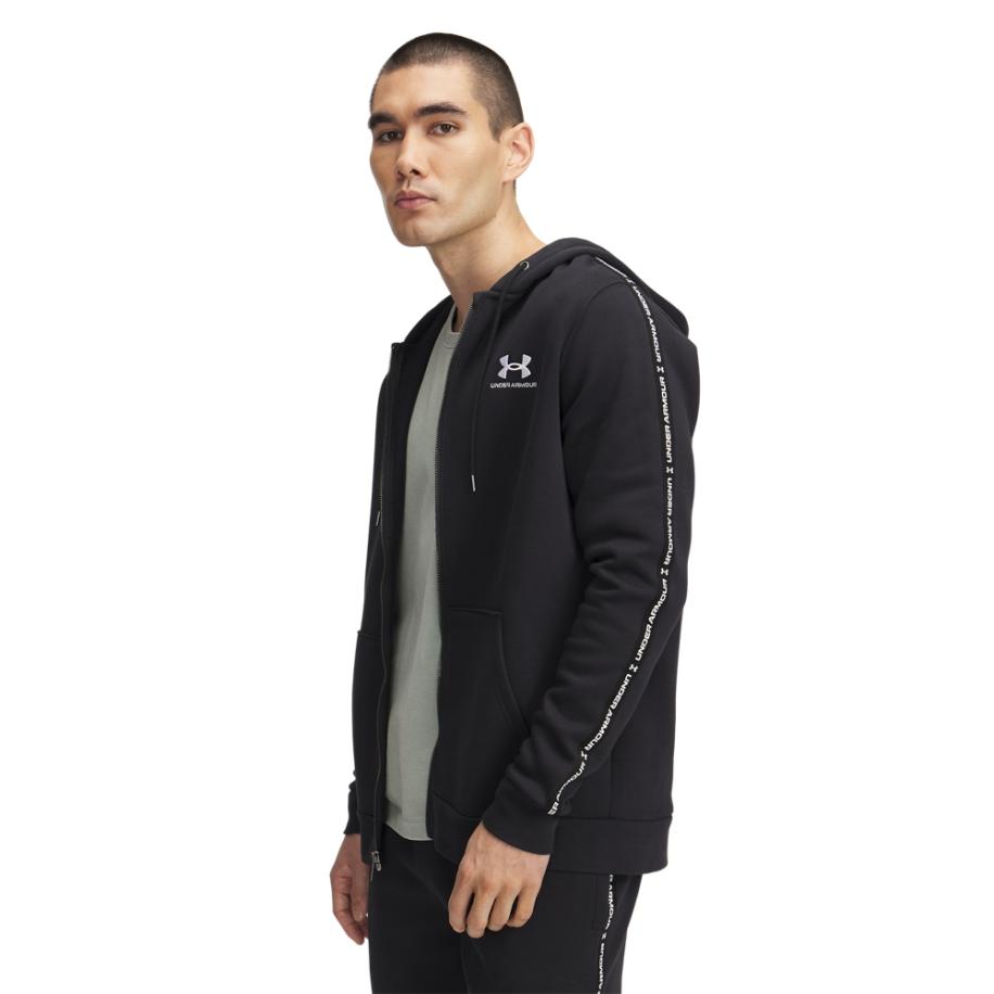 Under Armour Icon Fleece Taping Herenitem met ritssluiting Zwart / Wit L Zwart