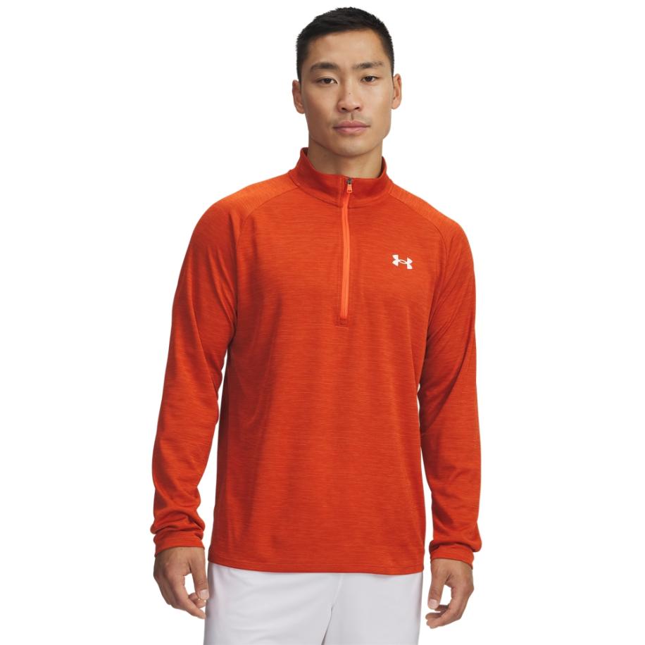 Under Armour Tech™ Herenitem met textuur en korte rits Oranje Base / Wit L Oranje