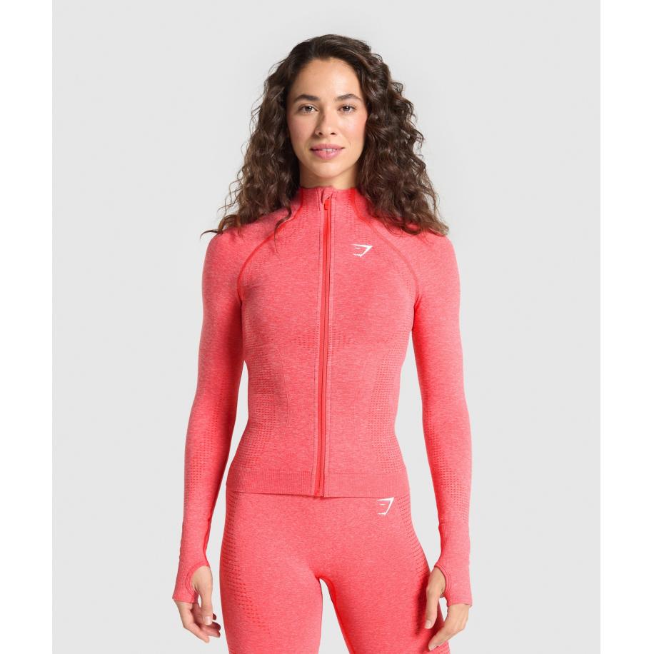 Gymshark Vital Tight Tracktop Coral Red Marl Rood