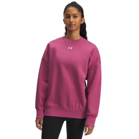 Under Armour Rival Fleece Oversized damesshirt met ronde hals Fuchsia Dusk / Wit L
