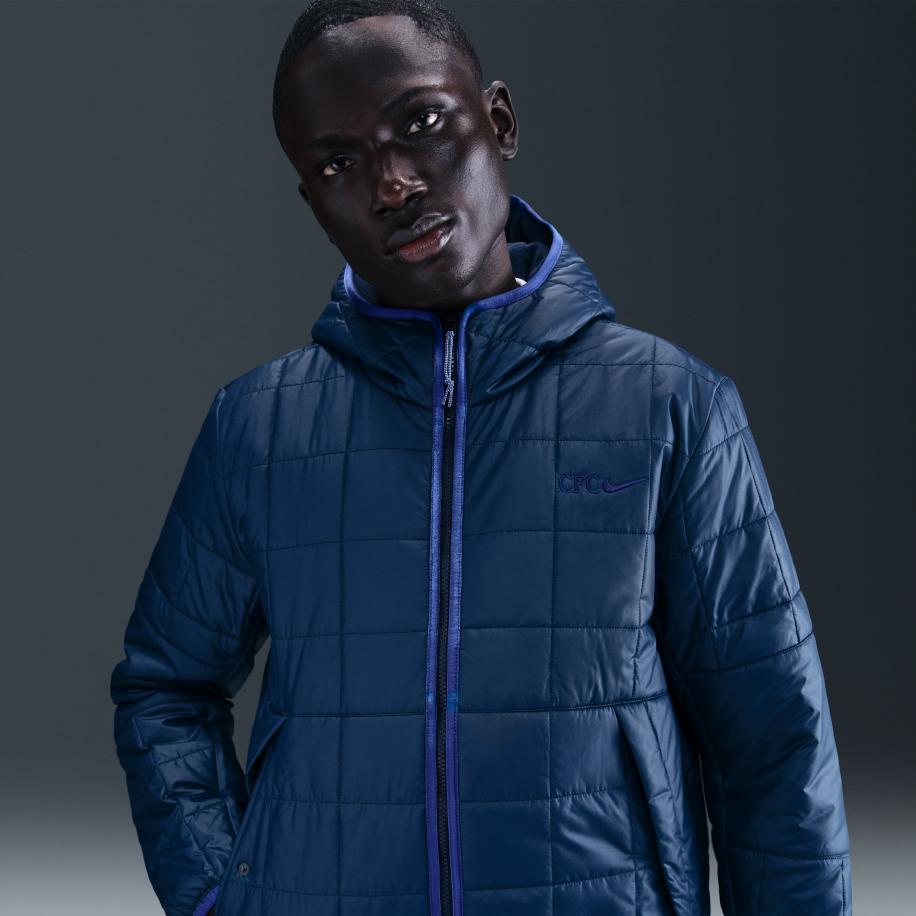 Nike voetbaljack met synthetische vulling en capuchon voor heren van Chelsea FC - Blauw Blauw