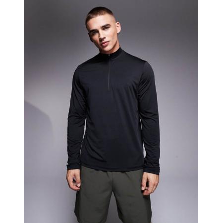 4505 - Sneldrogende trainingstop met 1/4 rits en lange mouwen in zwart