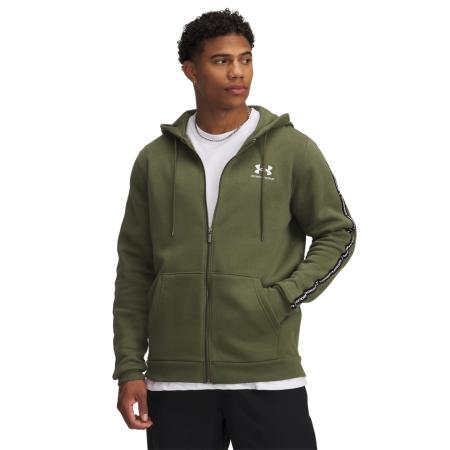 Herentop Under Armour Icon Fleece Taping met volledige rits Marine OD Groente / Wit L