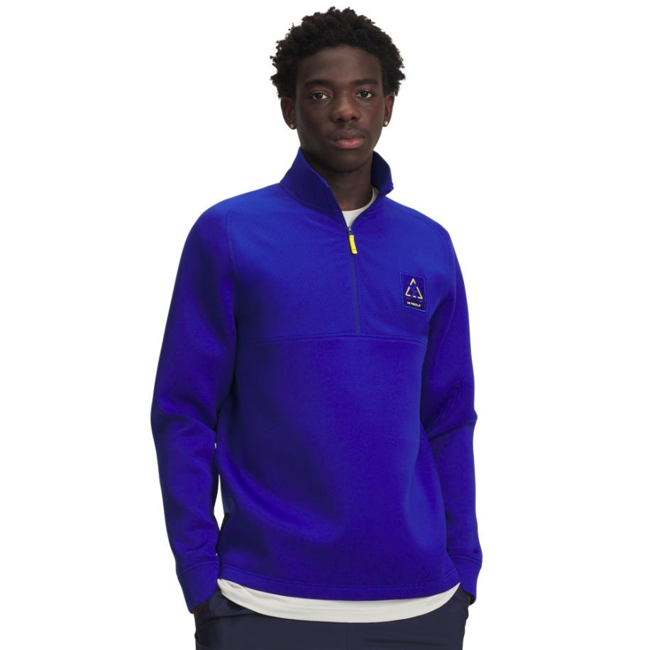 Herenshirt Under Armour Drive Pro Hybrid Warning met korte rits Royal / Taxi S Blauw