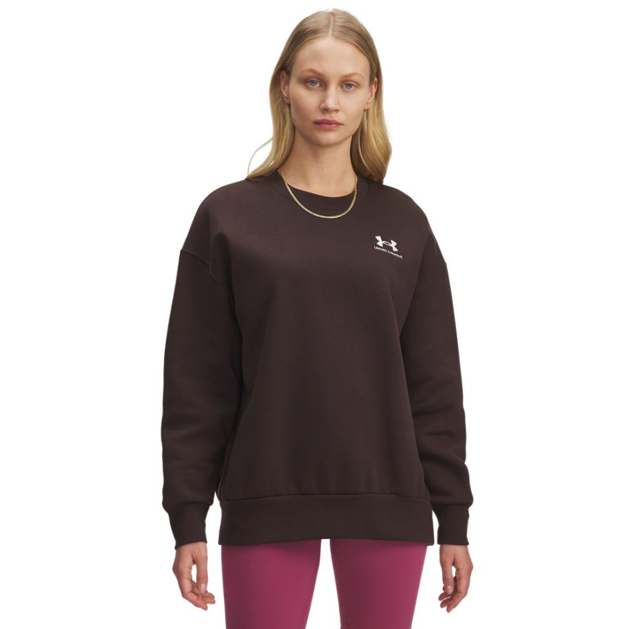 Under Armour Icon Fleece Oversized damesshirt met ronde hals Kona Bruin / Wit S Bruin