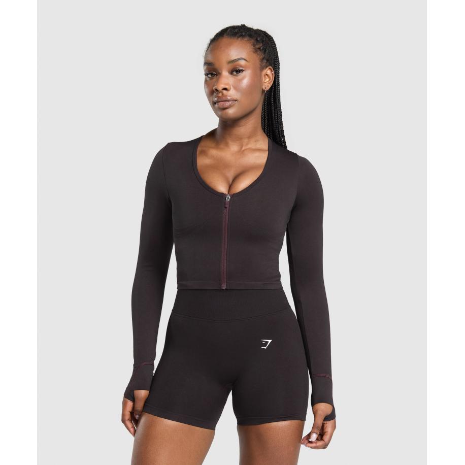 Gymshark Lift Seamless Zip Up Jacket Depth Purple/Black Marl Zwart