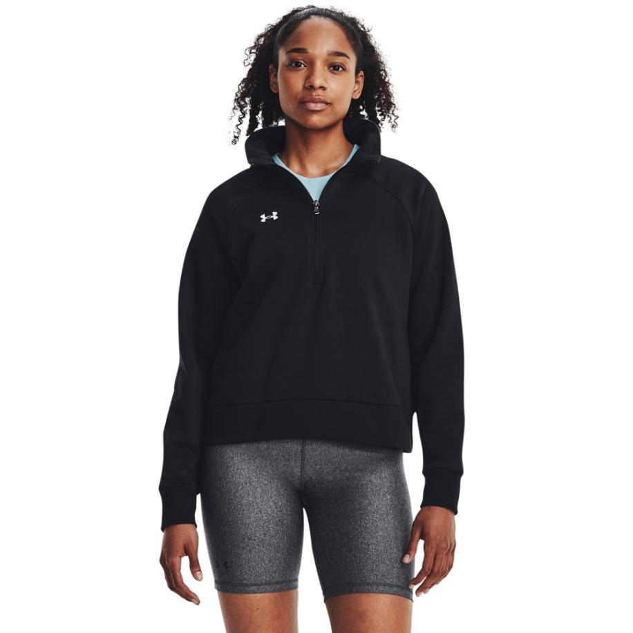 Under Armour Rival Fleece Damesitem met korte rits Zwart / Wit L Zwart