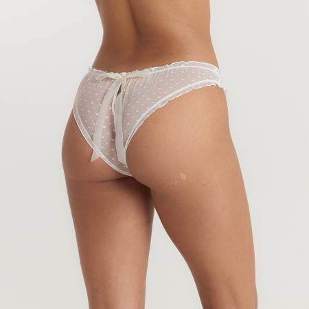 Polka Dot Brazilian Briefs White L