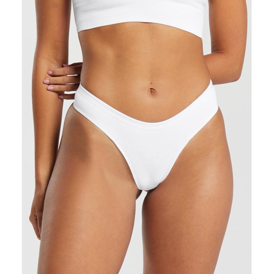 Gymshark Seamless Dipped Front Thong White Wit