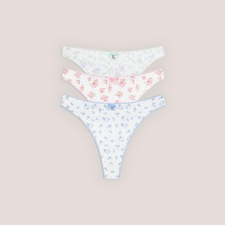 Bloom Thongs (3-Pack) Multicolour Floral Print S Multicolor
