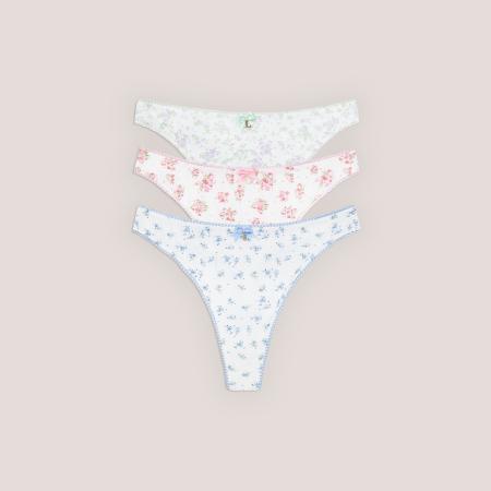 Bloom Thongs (3-Pack) Multicolour Floral Print S