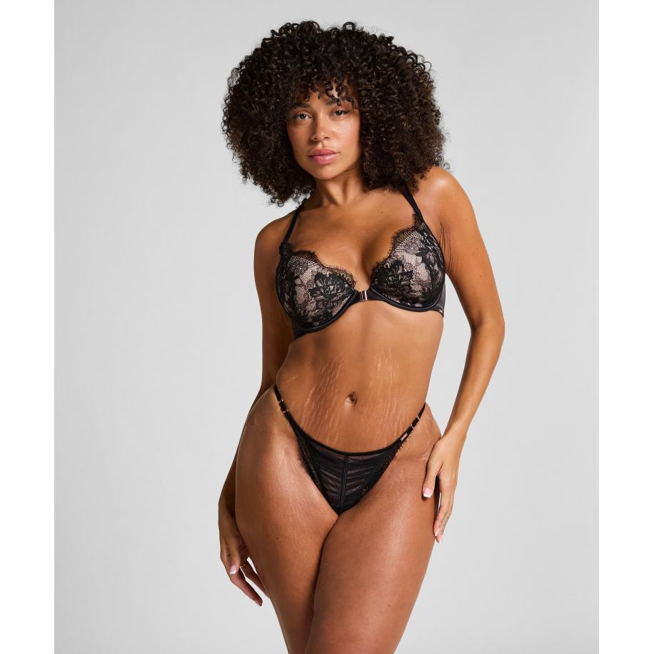 Hunkemöller Hoog uitgesneden Tanga Cynthia Zwart Zwart