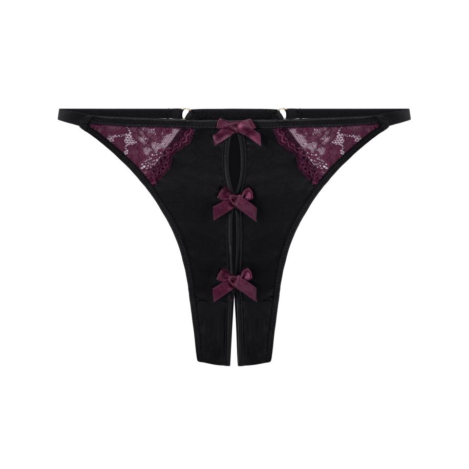 Hunkemöller Hoog uitgesneden string Ambra Zwart Zwart