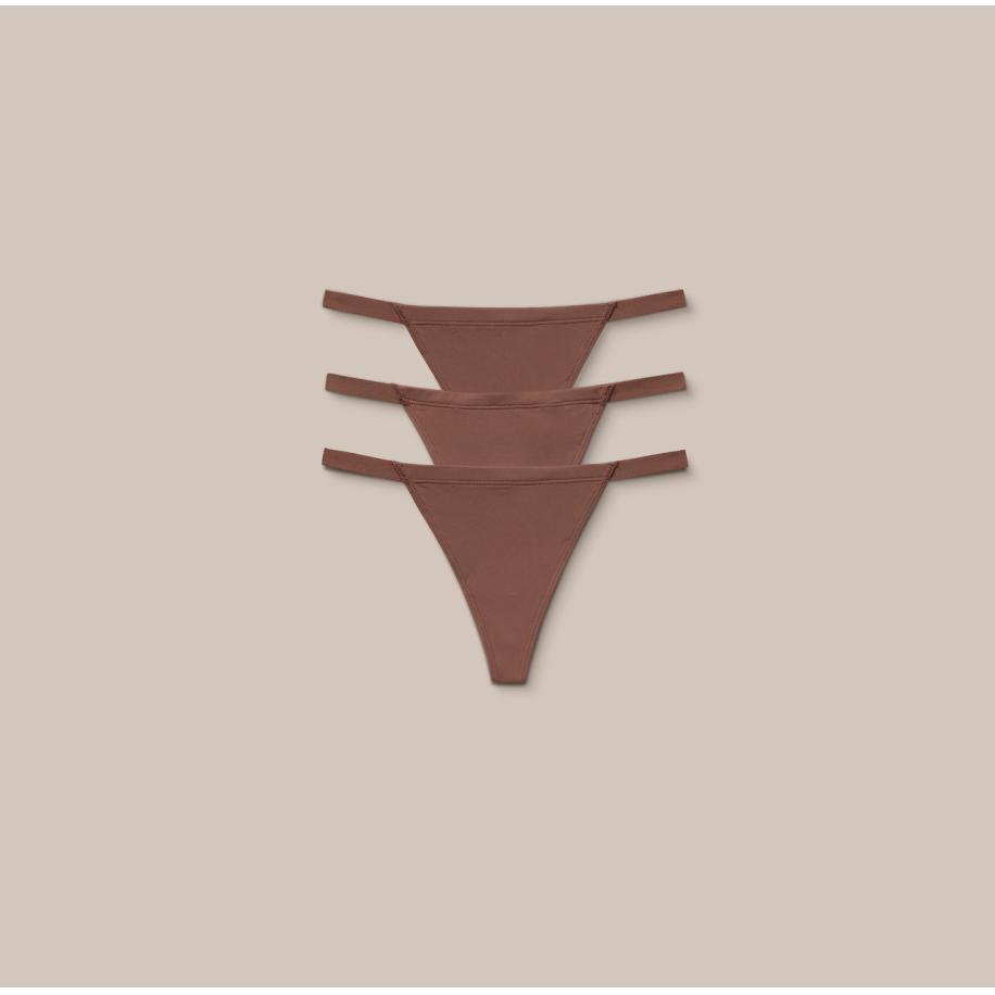 Basic G-Strings (3-Pack) Kastanjekleurig XS Rood