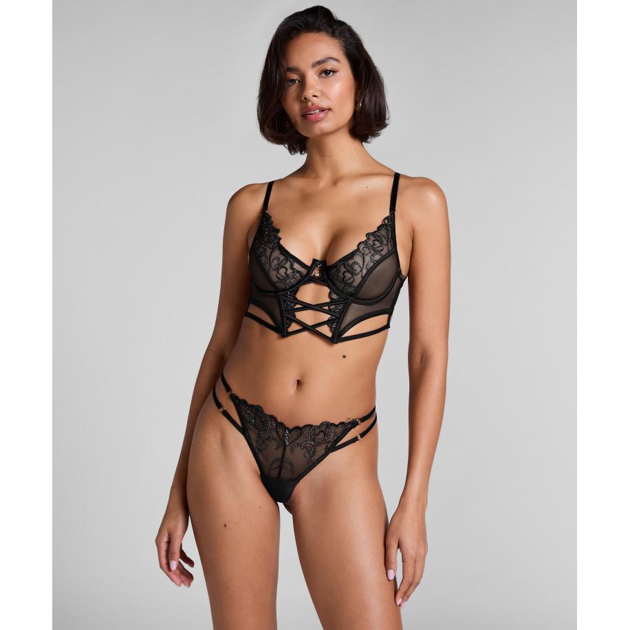 Hunkemöller Hoog Uitgesneden String Scarlett Zwart Zwart