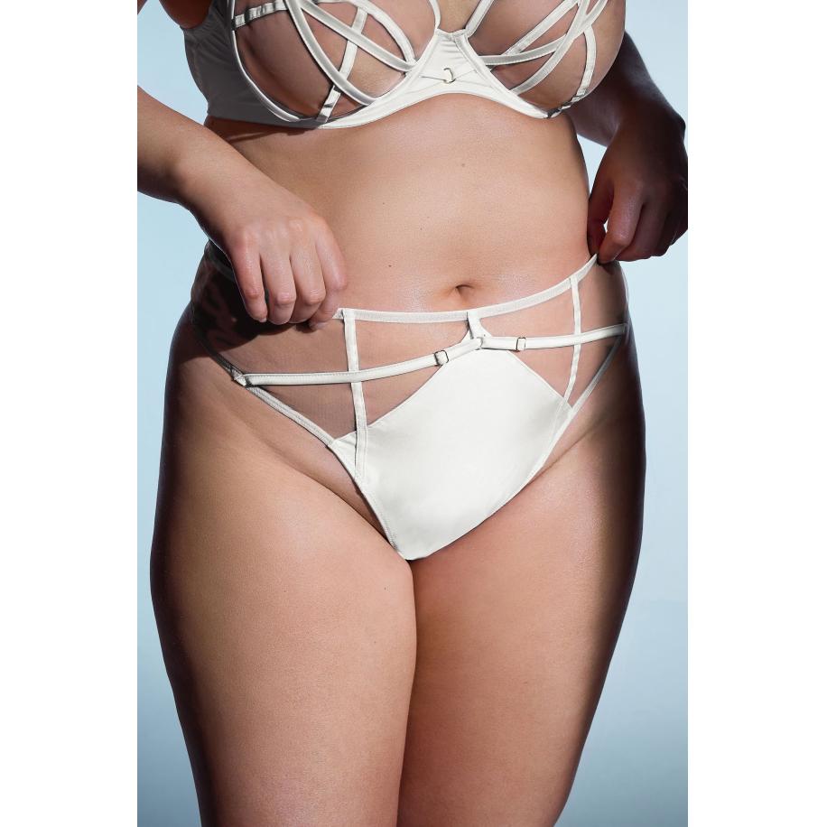Playful Promises Witte Romana Illusion Strap High Waisted Mesh String Size 54 Wit