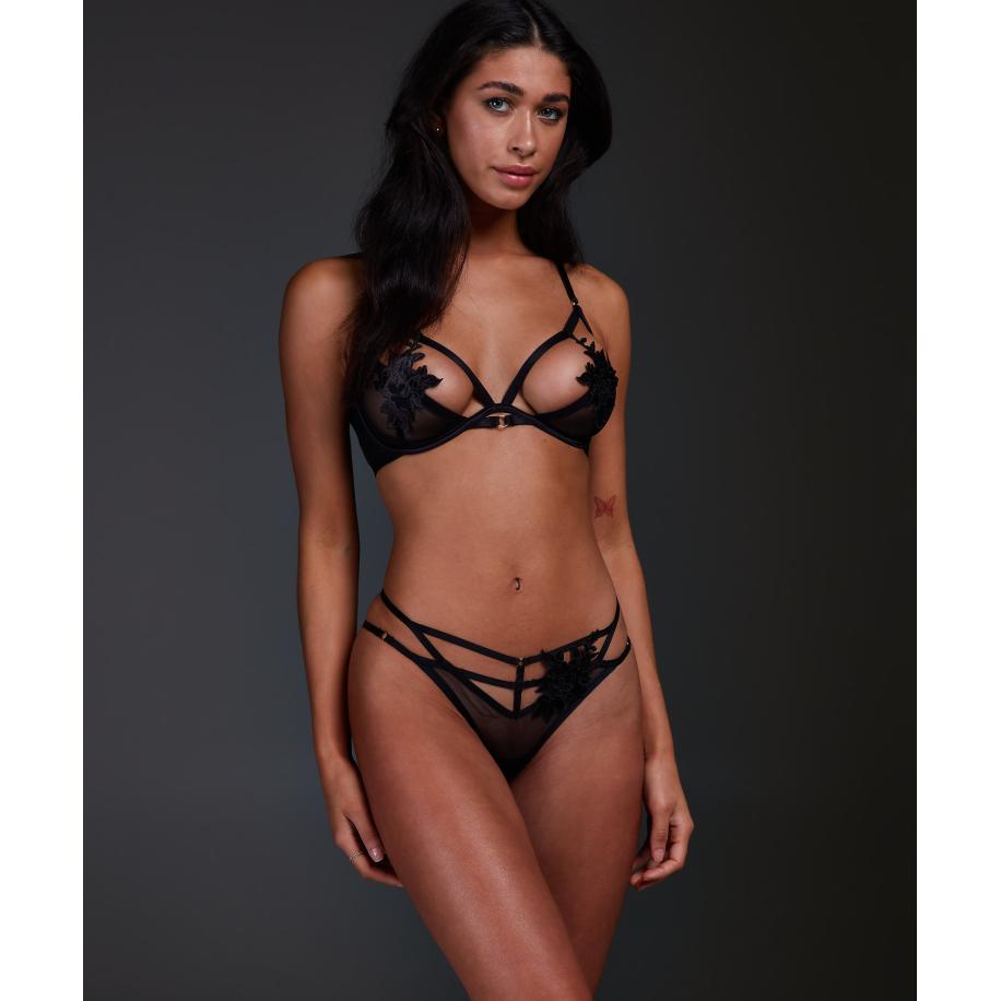 Hunkemöller Tanga string Effie Zwart Zwart