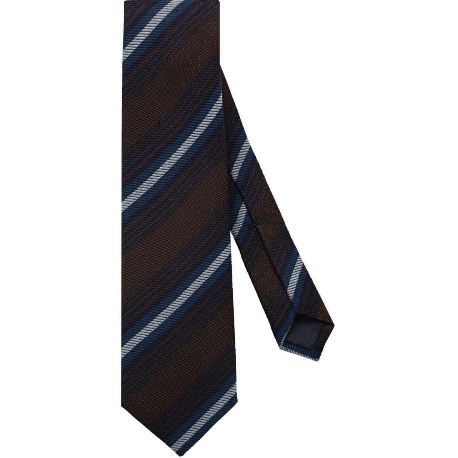 OLYMP SIGNATURE Stropdas blauw/bruin, Gestreept Blauw