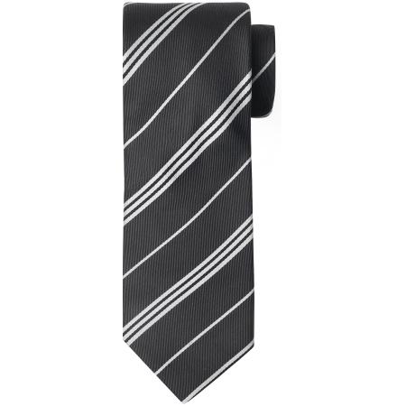 Suitable Stropdas Zijde Streep Anthraciet -
