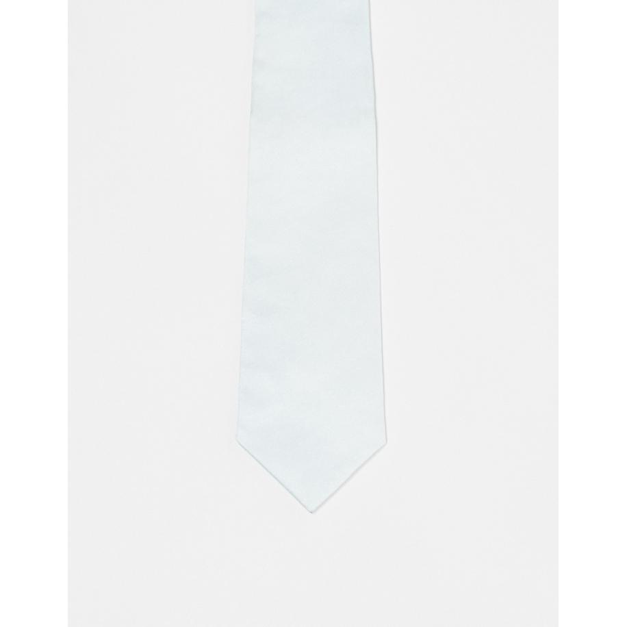 Six Stories - Satijnen stropdas in ijsblauw Blauw