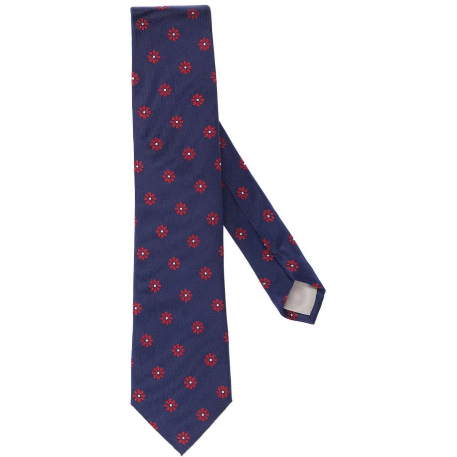 Jacques Britt Stropdas blauw/rood, Bloemen Multicolor