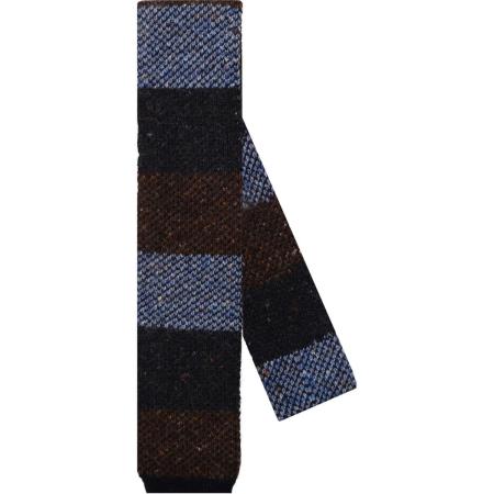 OLYMP SIGNATURE Dunne stropdas blauw/bruin, Horizontale strepen