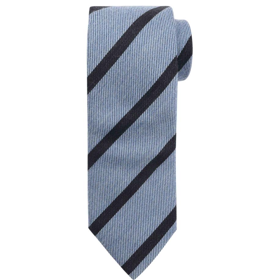 Suitable Stropdas Wol Blend Strepen Lichtblauw - Blauw