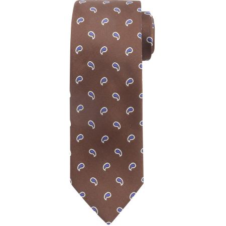 Suitable Stropdas Zijde Paisley Bruin -