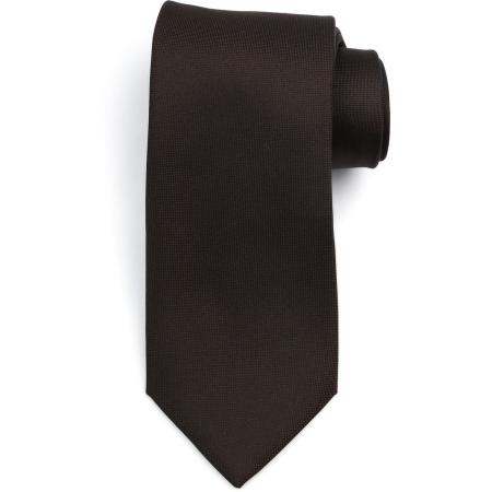 Suitable Zijde Stropdas Donkerbruin -