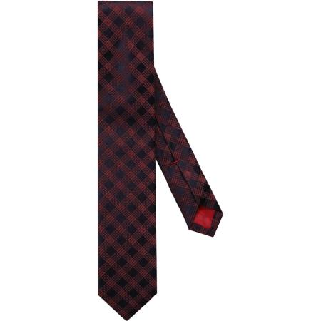 OLYMP Super Slanke Stropdas zwart/roze, Ruit